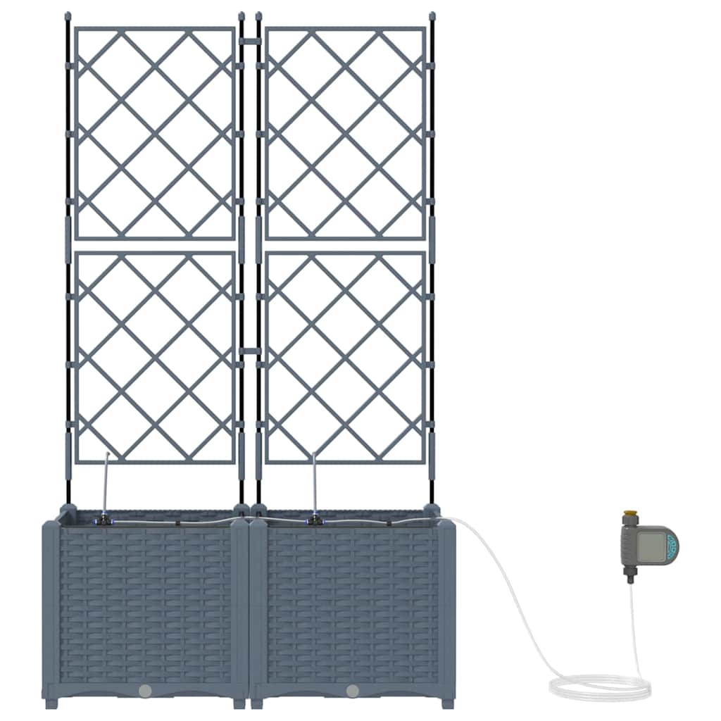 Vaso da giardino 2 pz Grigio Chiaro 80 x 40 x 142 cm PP
