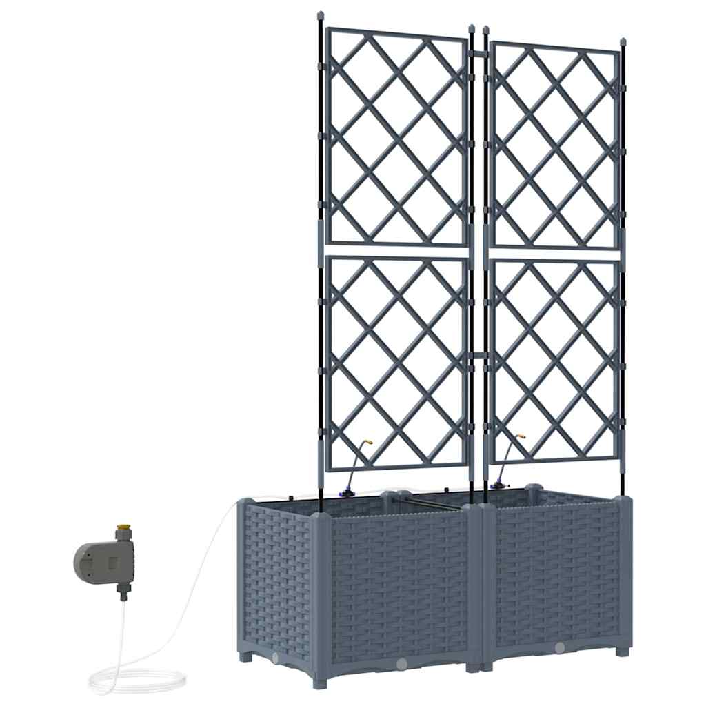 Vaso da giardino 2 pz Grigio Chiaro 80 x 40 x 142 cm PP