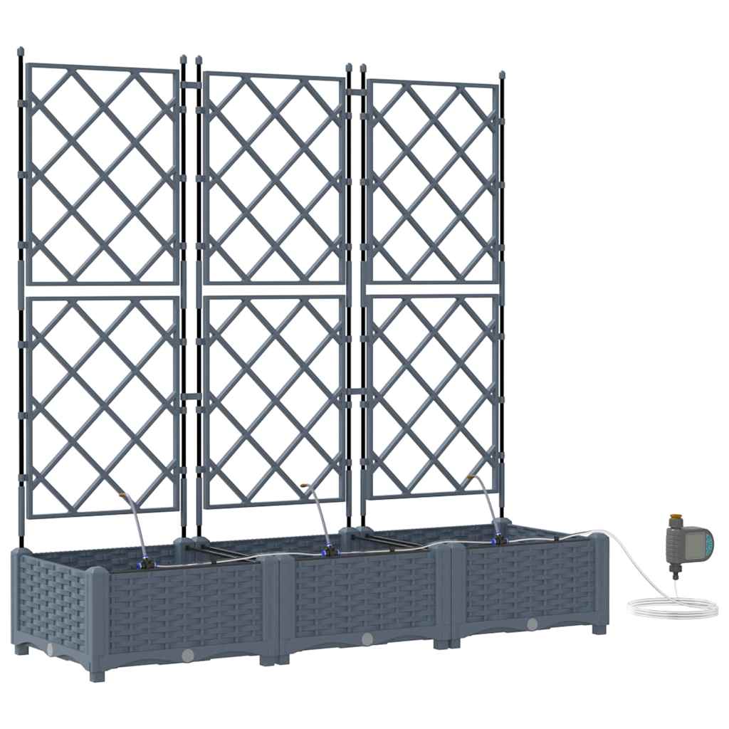 Vaso da giardino 3 pz Grigio Chiaro 120 x 40 x 126 cm PP