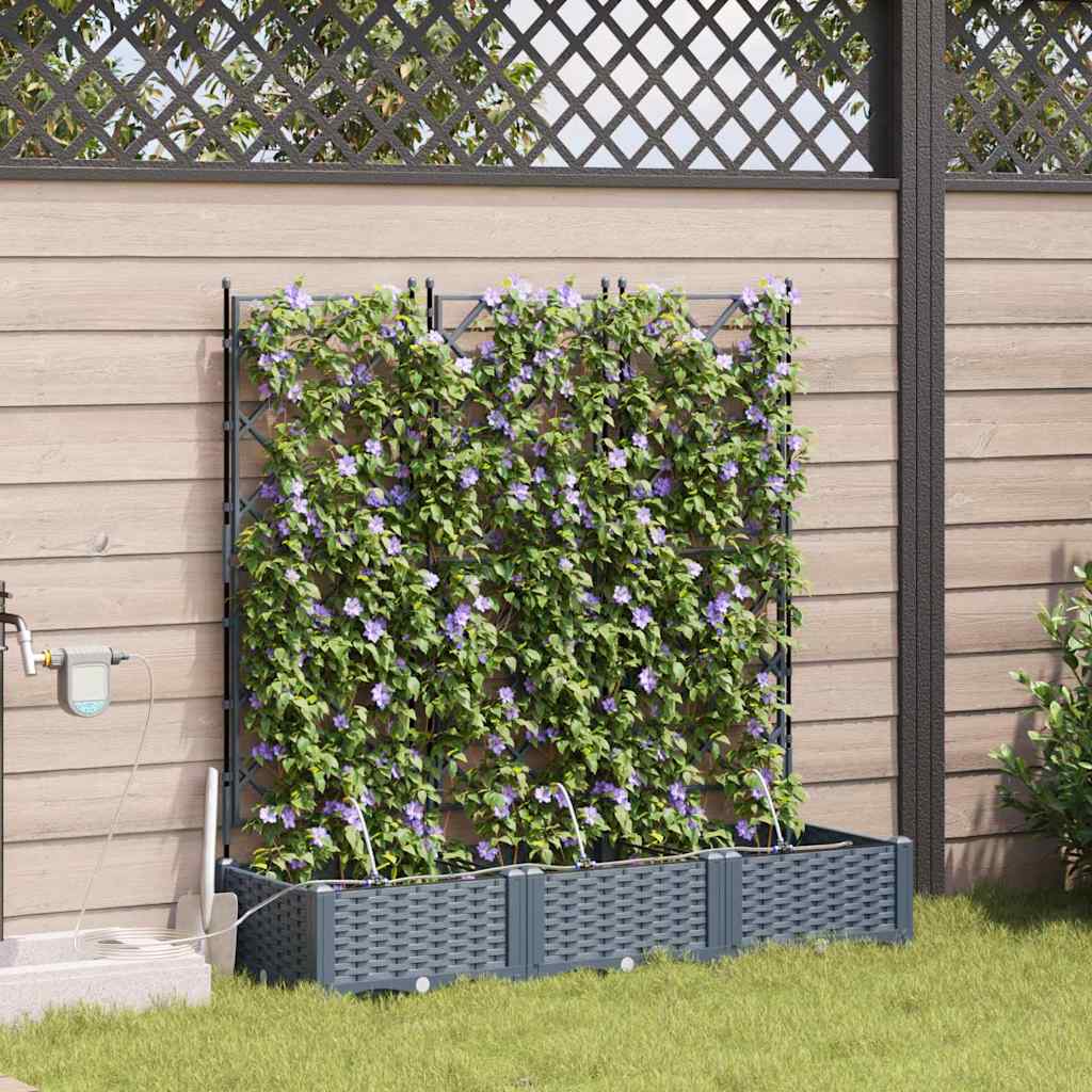 Vaso da giardino 3 pz Grigio Chiaro 120 x 40 x 126 cm PP