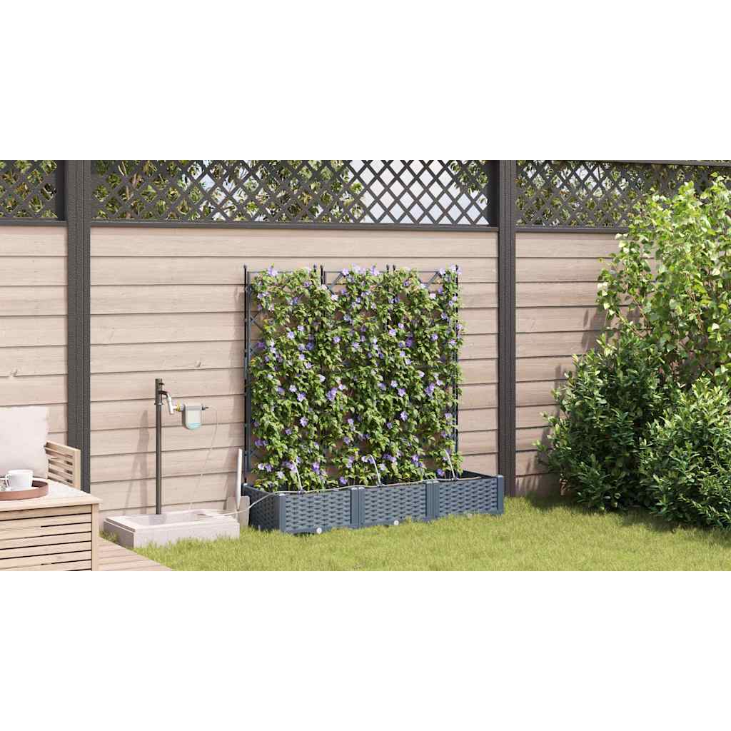 Vaso da giardino 3 pz Grigio Chiaro 120 x 40 x 126 cm PP