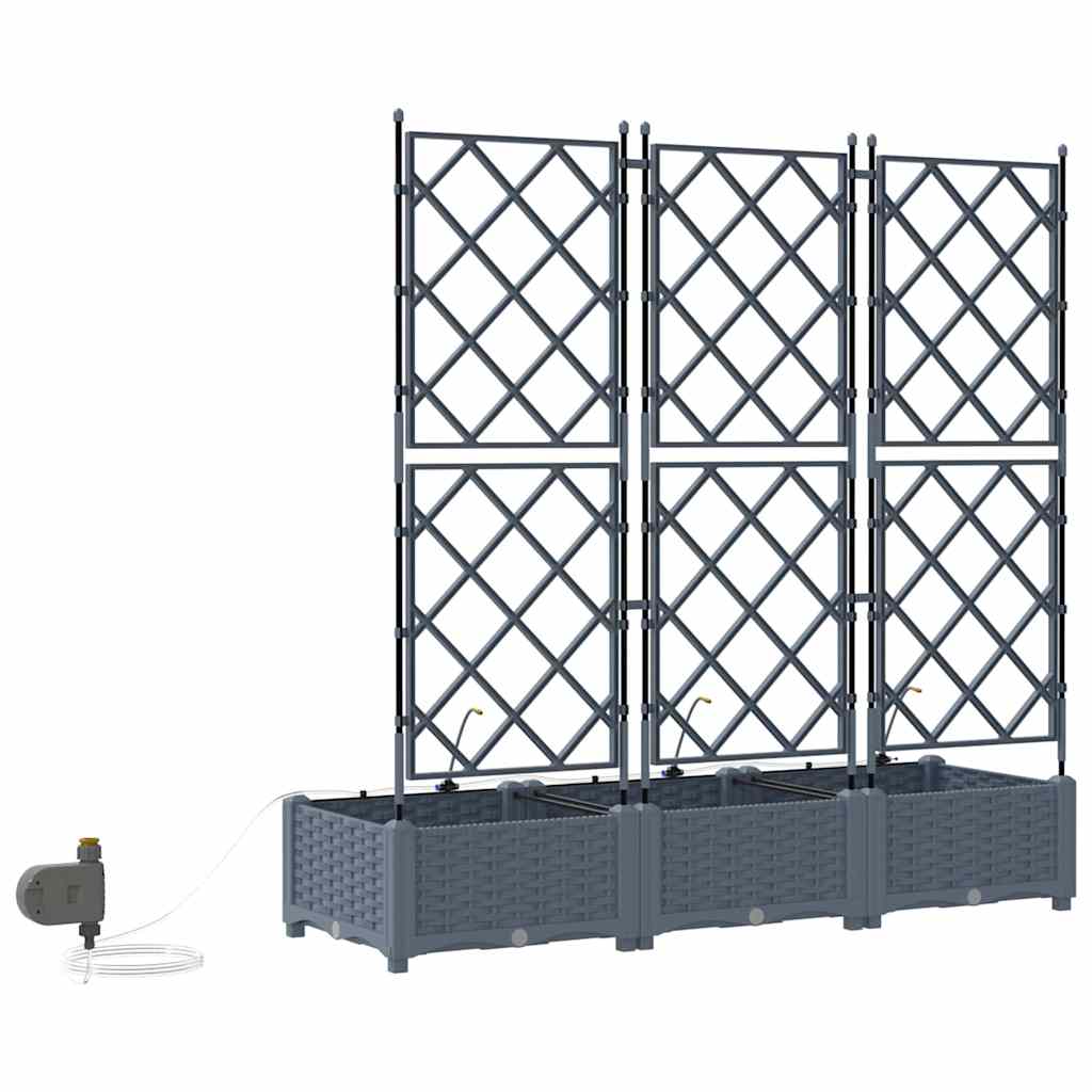 Vaso da giardino 3 pz Grigio Chiaro 120 x 40 x 126 cm PP