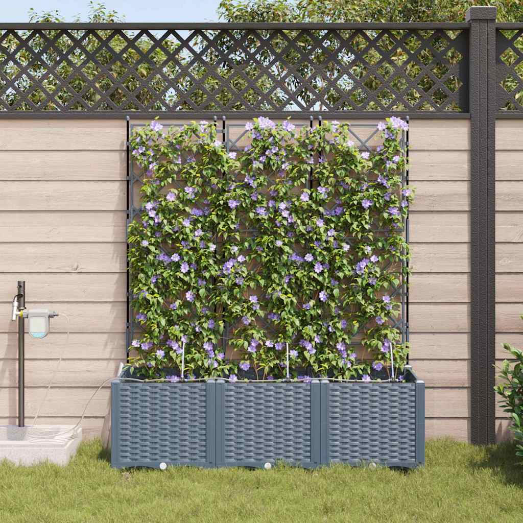 Vaso da giardino 3 pz Grigio Chiaro 120 x 40 x 142 cm PP