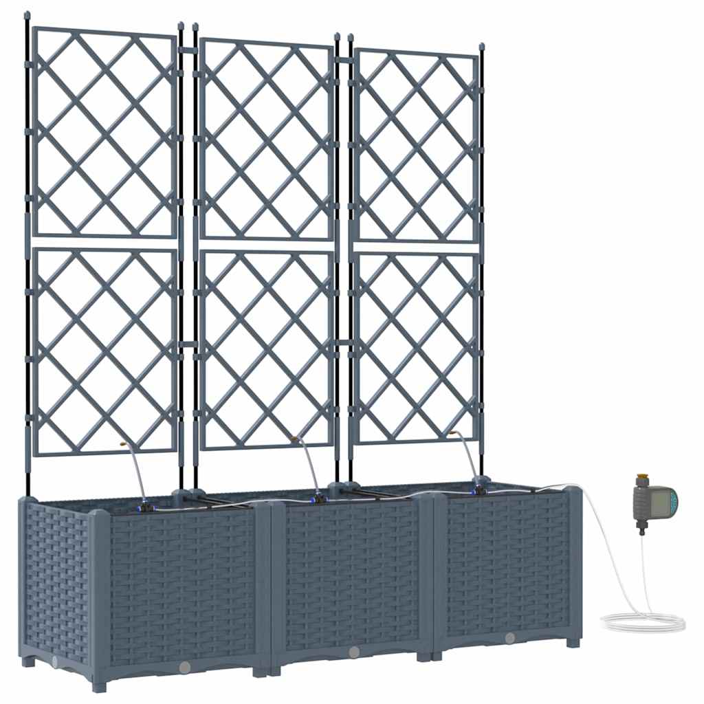 Vaso da giardino 3 pz Grigio Chiaro 120 x 40 x 142 cm PP