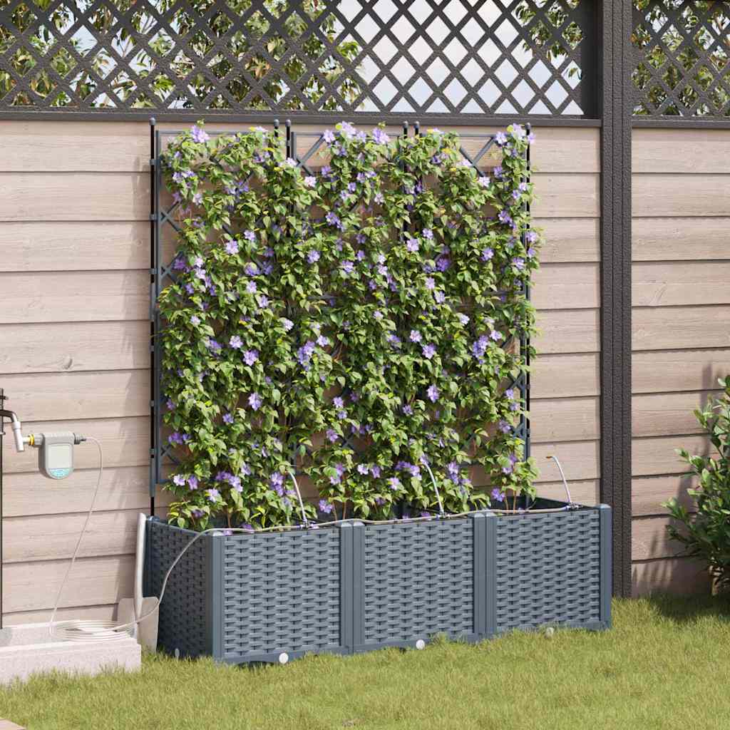 Vaso da giardino 3 pz Grigio Chiaro 120 x 40 x 142 cm PP
