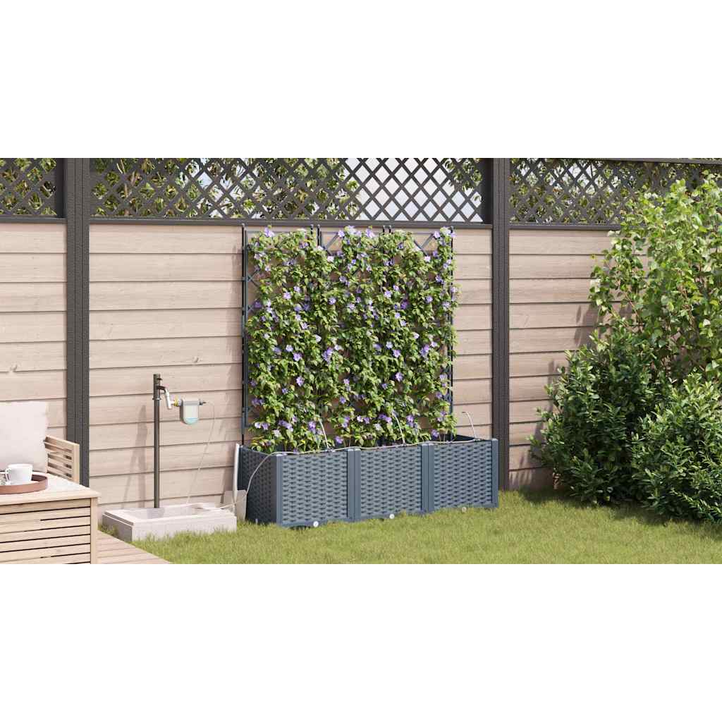 Vaso da giardino 3 pz Grigio Chiaro 120 x 40 x 142 cm PP