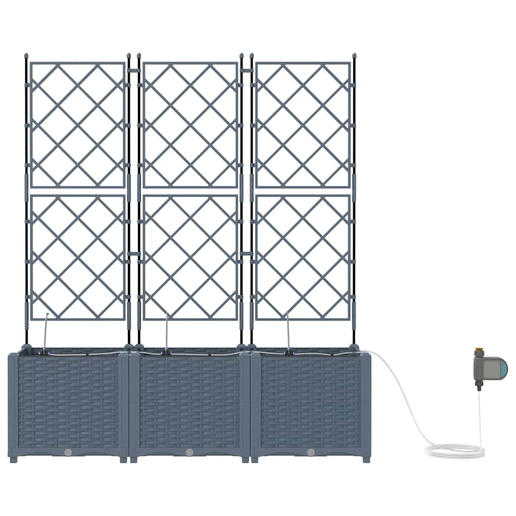 Vaso da giardino 3 pz Grigio Chiaro 120 x 40 x 142 cm PP