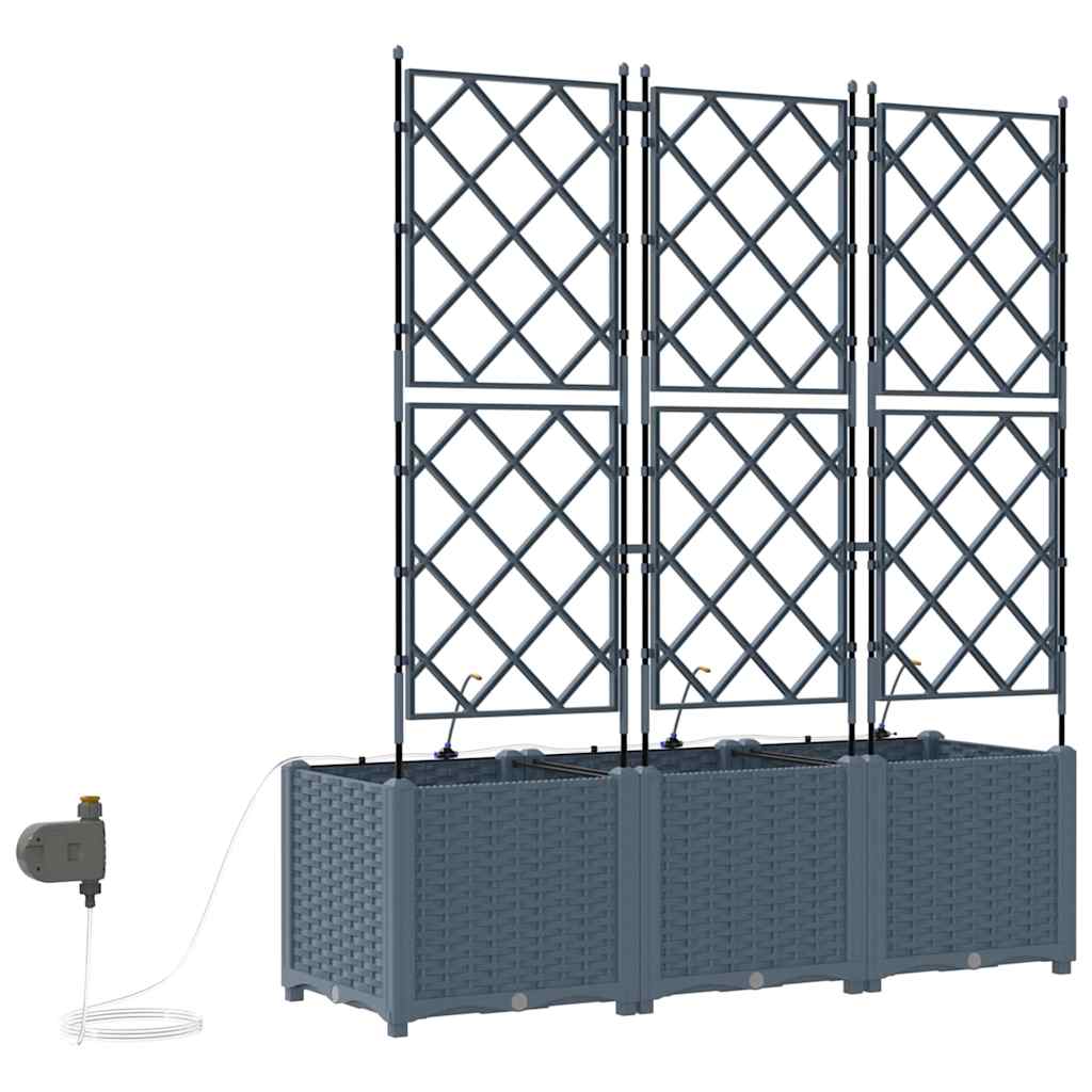 Vaso da giardino 3 pz Grigio Chiaro 120 x 40 x 142 cm PP
