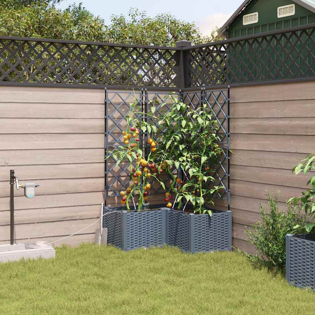 Vaso da giardino 3 pz Grigio Chiaro 80 x 80 x 142 cm PP