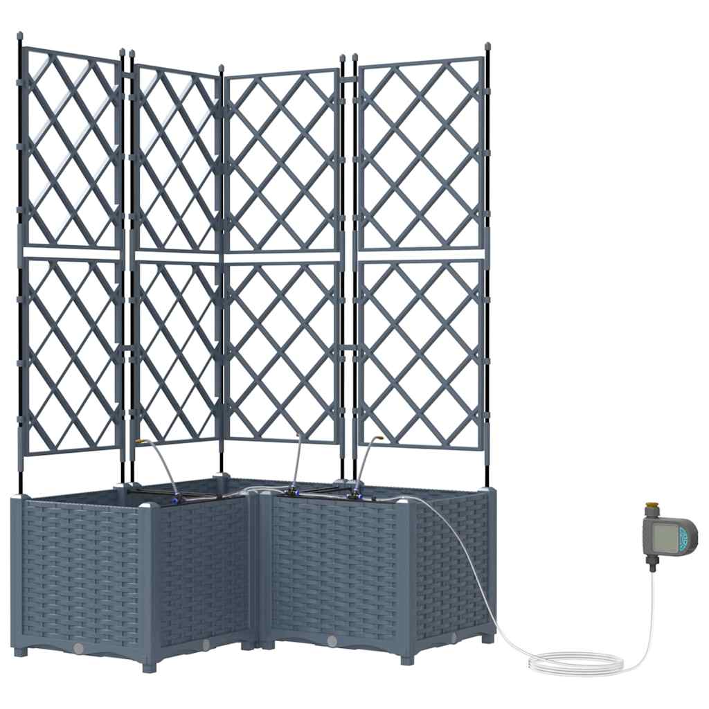 Vaso da giardino 3 pz Grigio Chiaro 80 x 80 x 142 cm PP