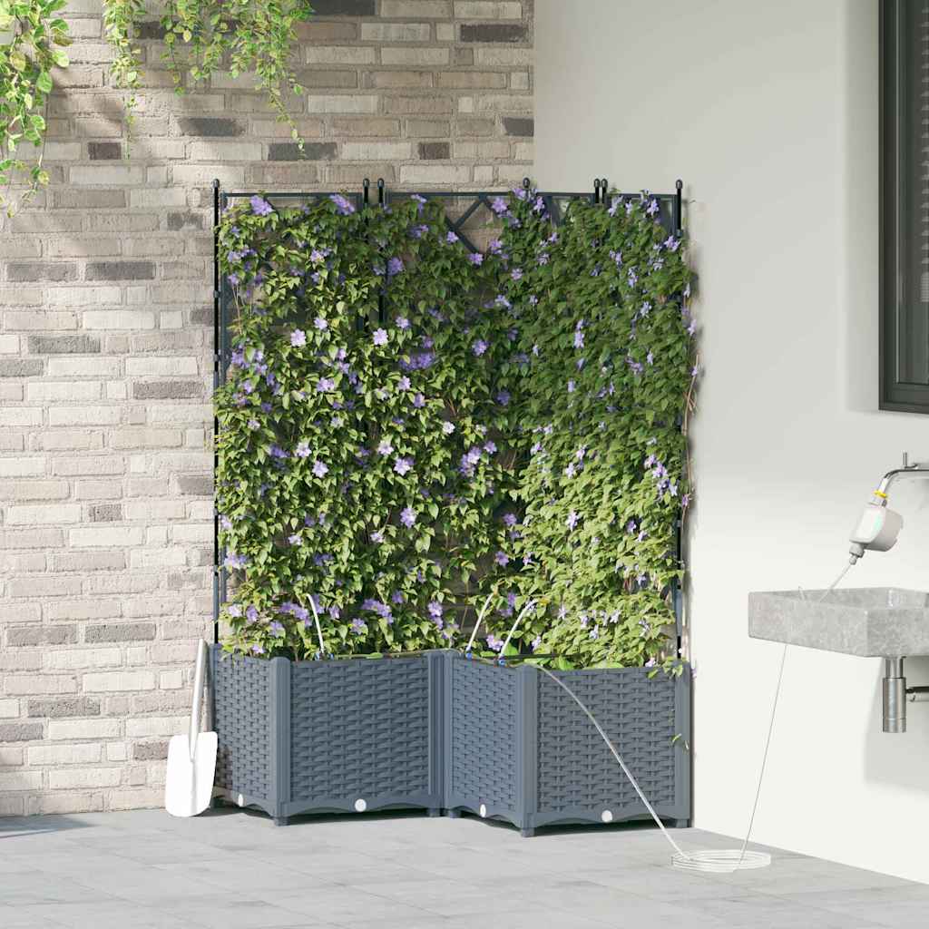 Vaso da giardino 3 pz Grigio Chiaro 80 x 80 x 142 cm PP