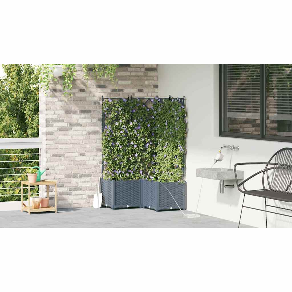 Vaso da giardino 3 pz Grigio Chiaro 80 x 80 x 142 cm PP
