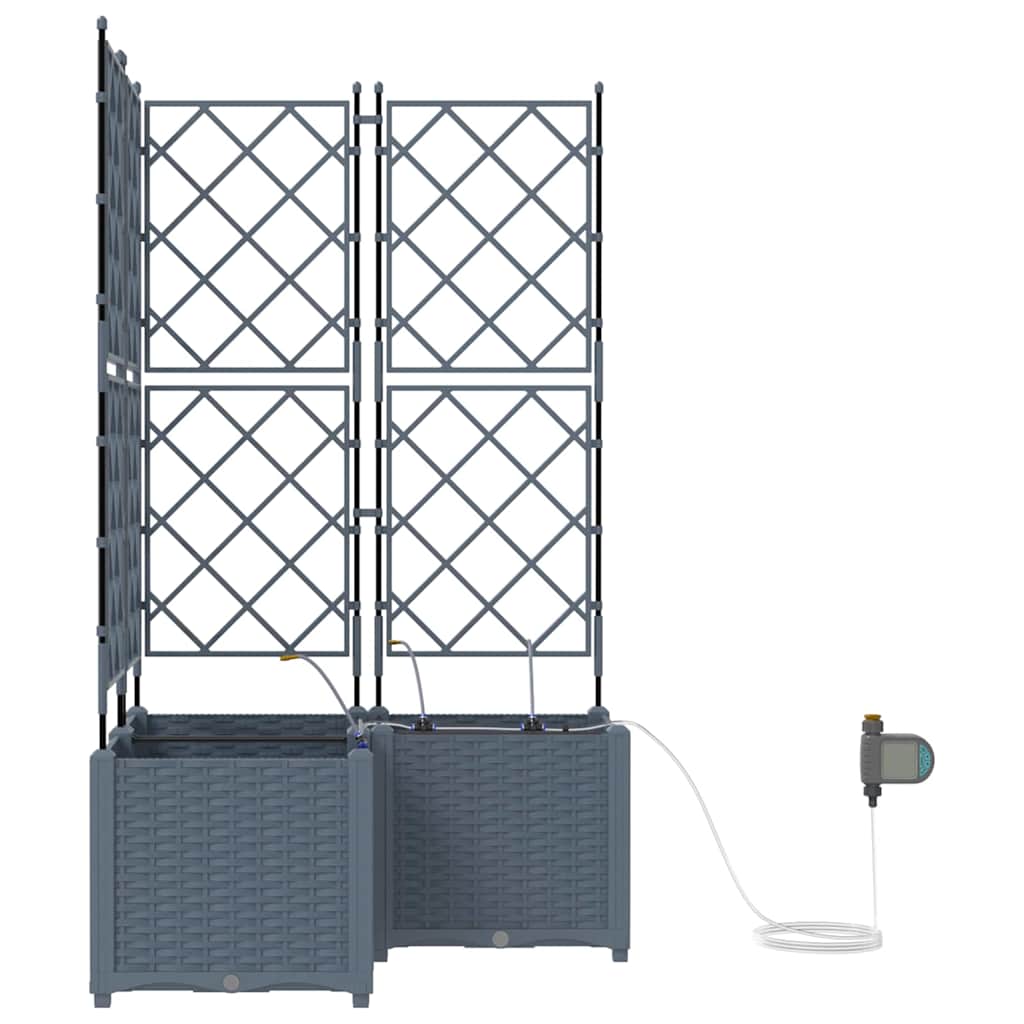 Vaso da giardino 3 pz Grigio Chiaro 80 x 80 x 142 cm PP