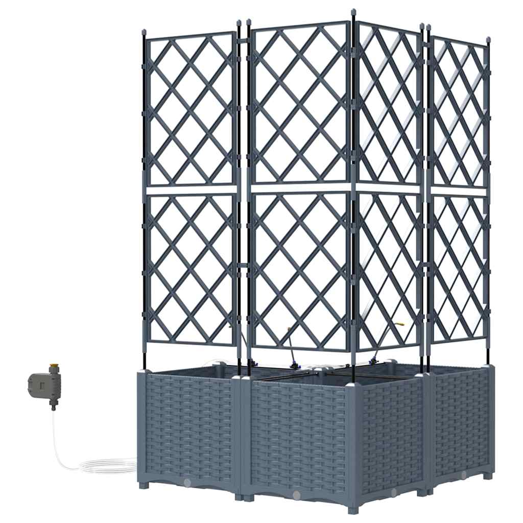 Vaso da giardino 3 pz Grigio Chiaro 80 x 80 x 142 cm PP