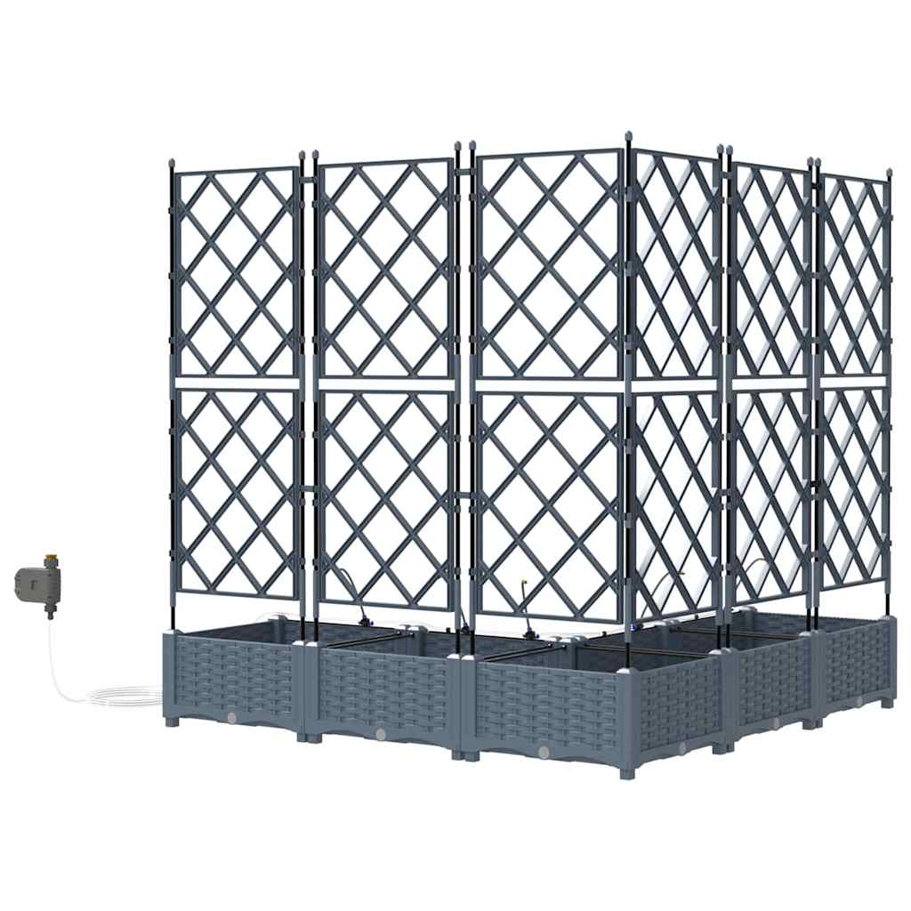 Vaso da giardino 5 pz Grigio Chiaro 120 x 120 x 126 cm PP