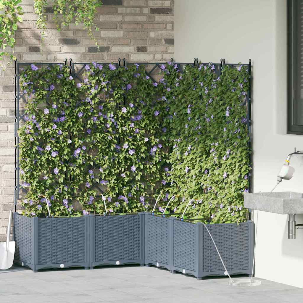 Vaso da giardino 5 pz Grigio Chiaro 120 x 120 x 142 cm PP