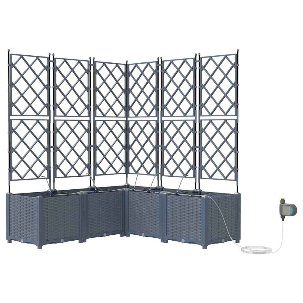 Vaso da giardino 5 pz Grigio Chiaro 120 x 120 x 142 cm PP