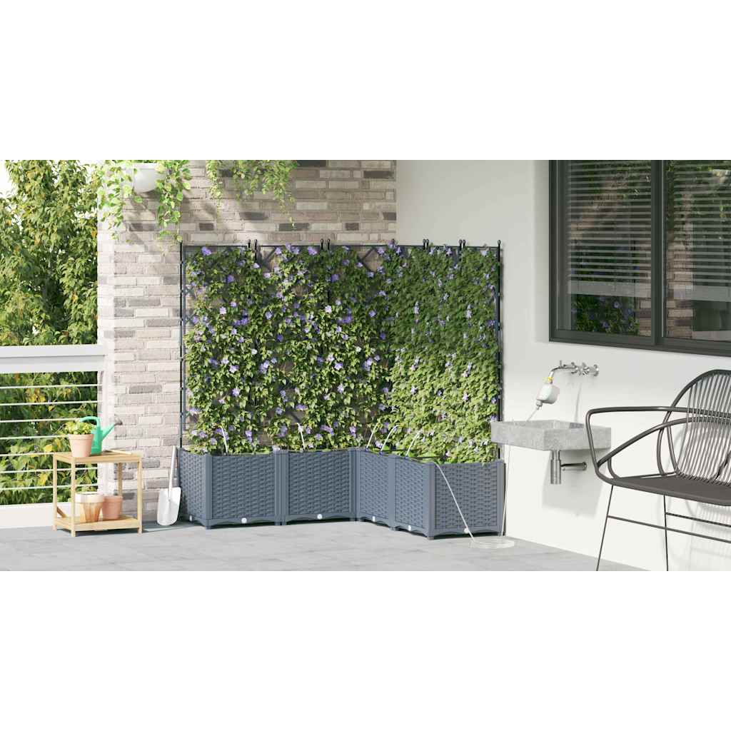 Vaso da giardino 5 pz Grigio Chiaro 120 x 120 x 142 cm PP