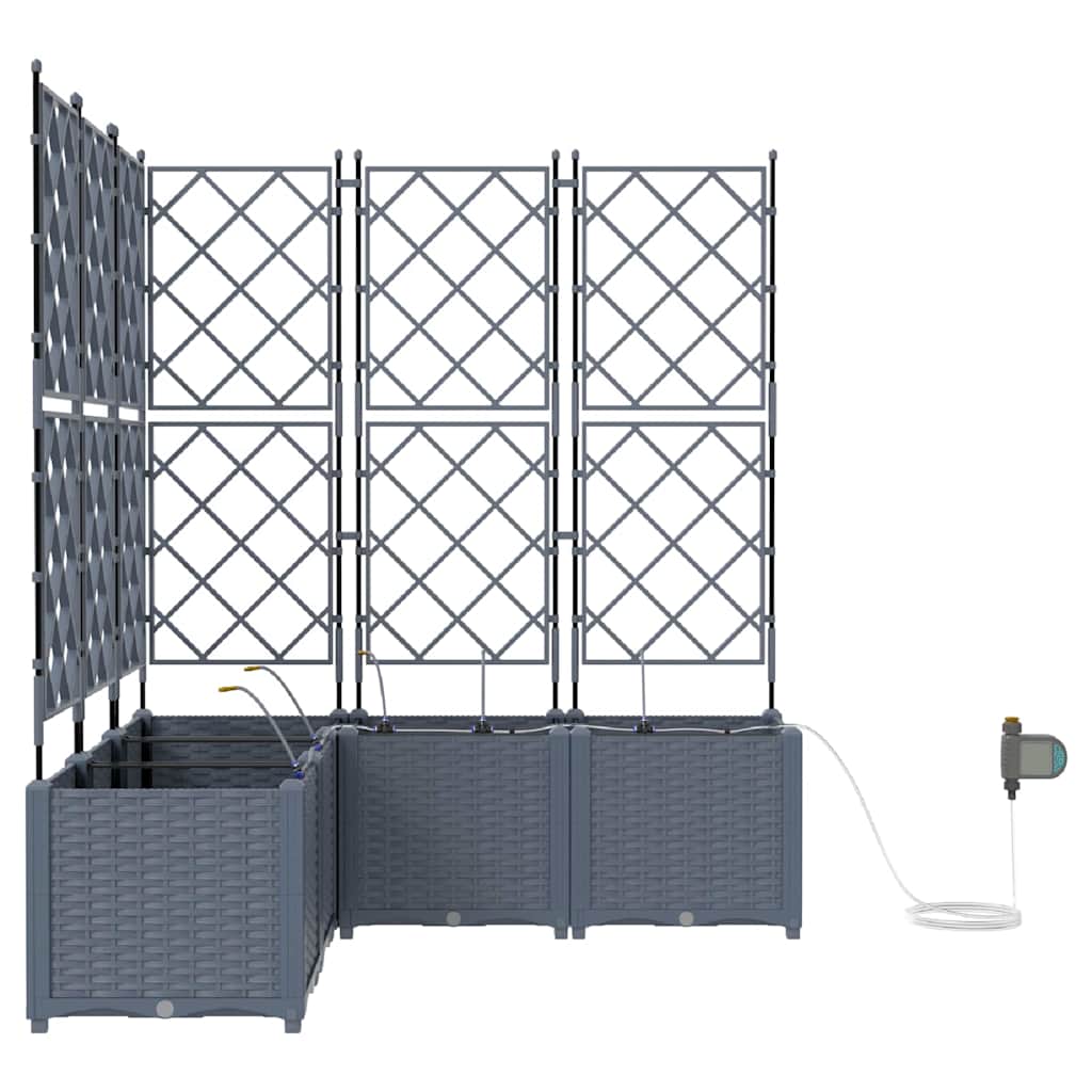 Vaso da giardino 5 pz Grigio Chiaro 120 x 120 x 142 cm PP