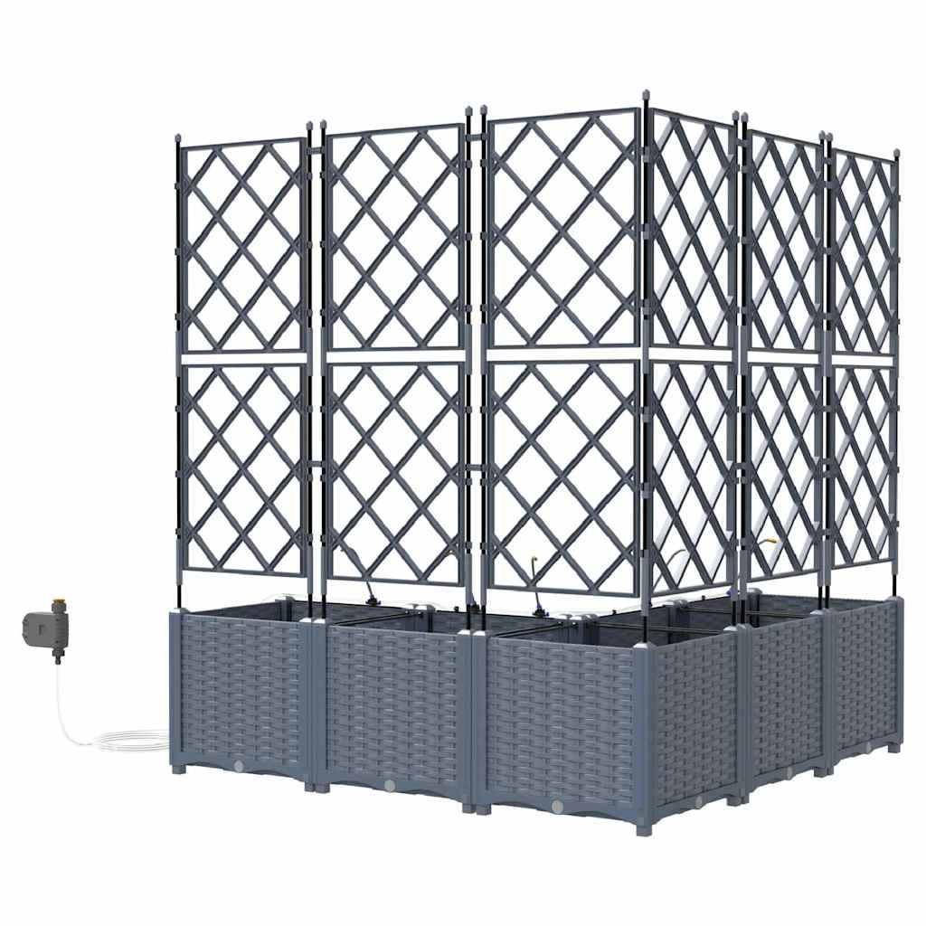 Vaso da giardino 5 pz Grigio Chiaro 120 x 120 x 142 cm PP