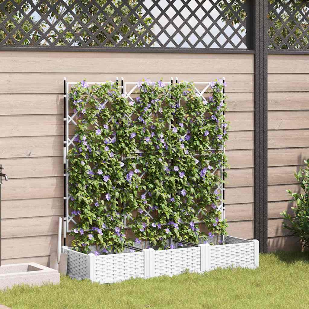 Vaso da giardino 3 pz Bianco 120 x 40 x 125,5 cm PP