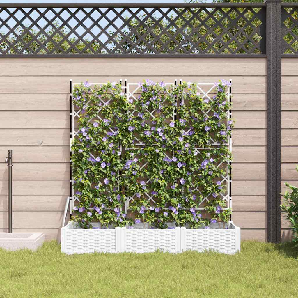 Vaso da giardino 3 pz Bianco 120 x 40 x 125,5 cm PP