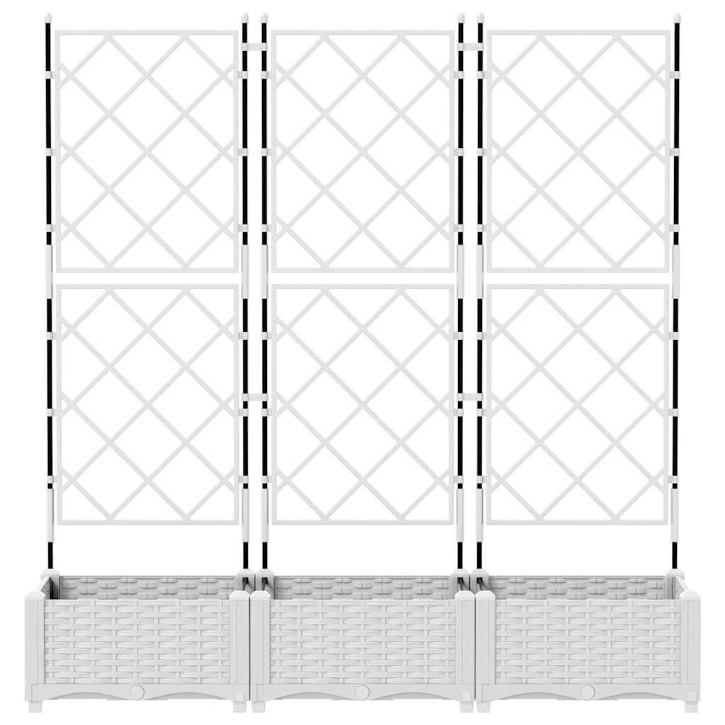 Vaso da giardino 3 pz Bianco 120 x 40 x 125,5 cm PP