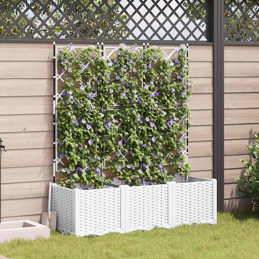 Vaso da giardino 3 pz Bianco 120 x 40 x 143 cm PP