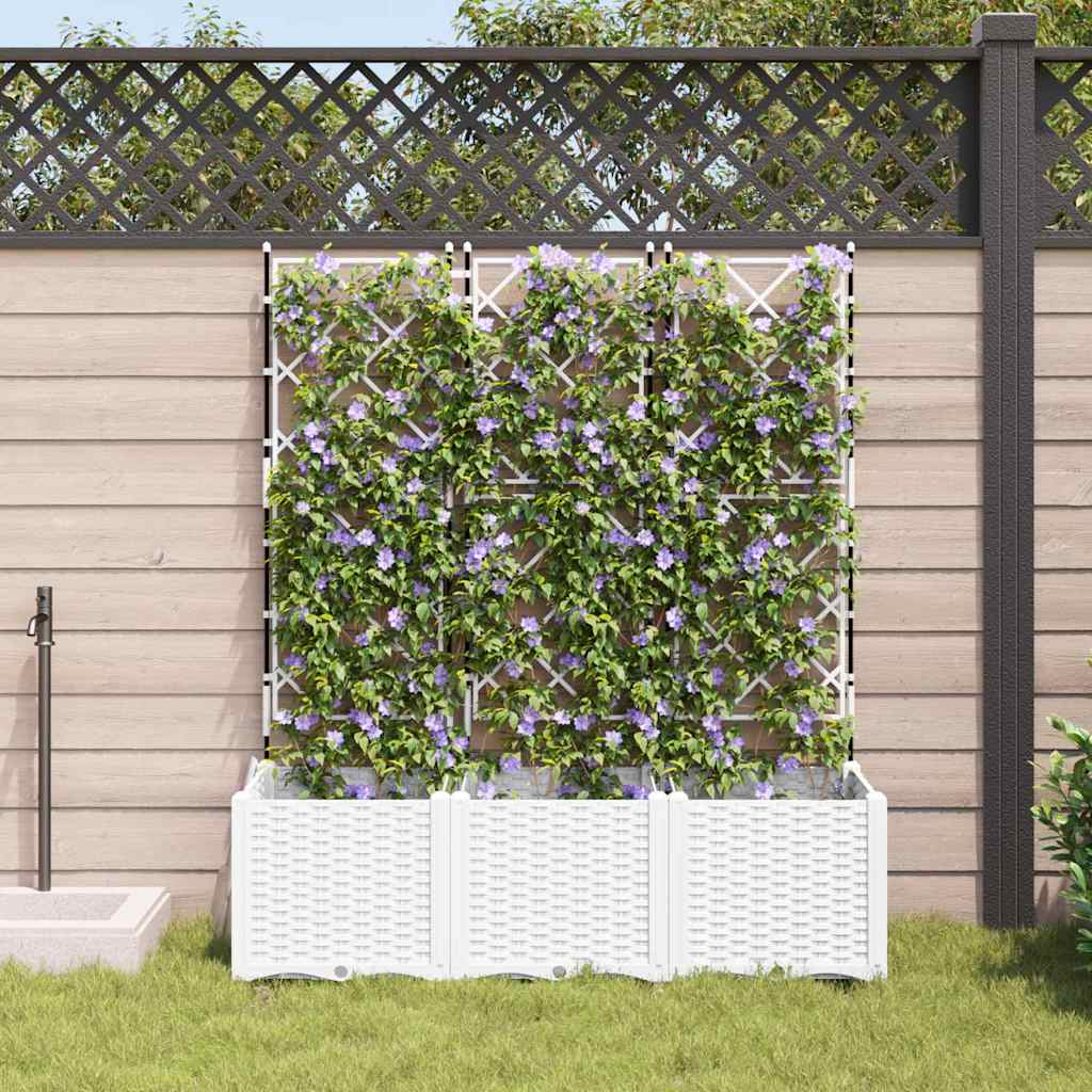 Vaso da giardino 3 pz Bianco 120 x 40 x 143 cm PP