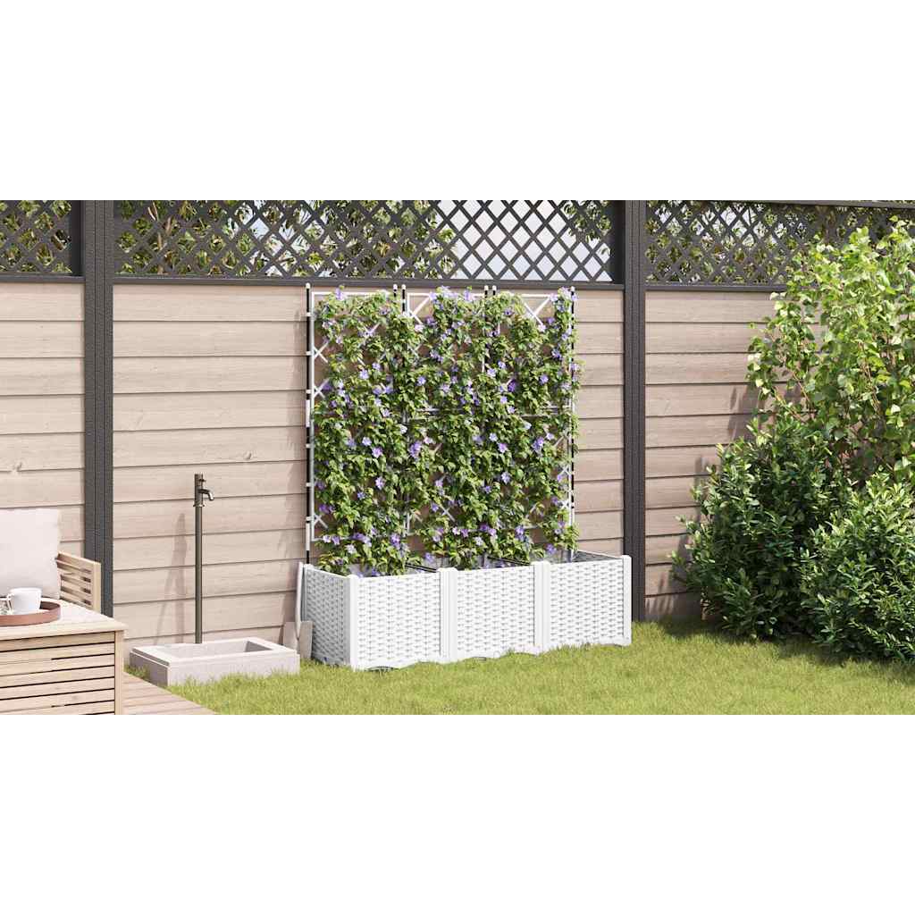 Vaso da giardino 3 pz Bianco 120 x 40 x 143 cm PP