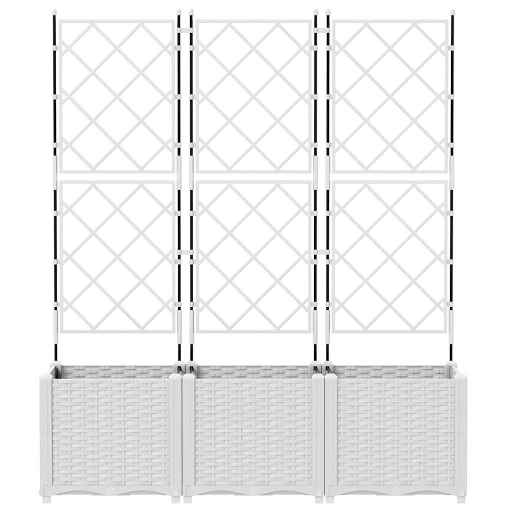 Vaso da giardino 3 pz Bianco 120 x 40 x 143 cm PP