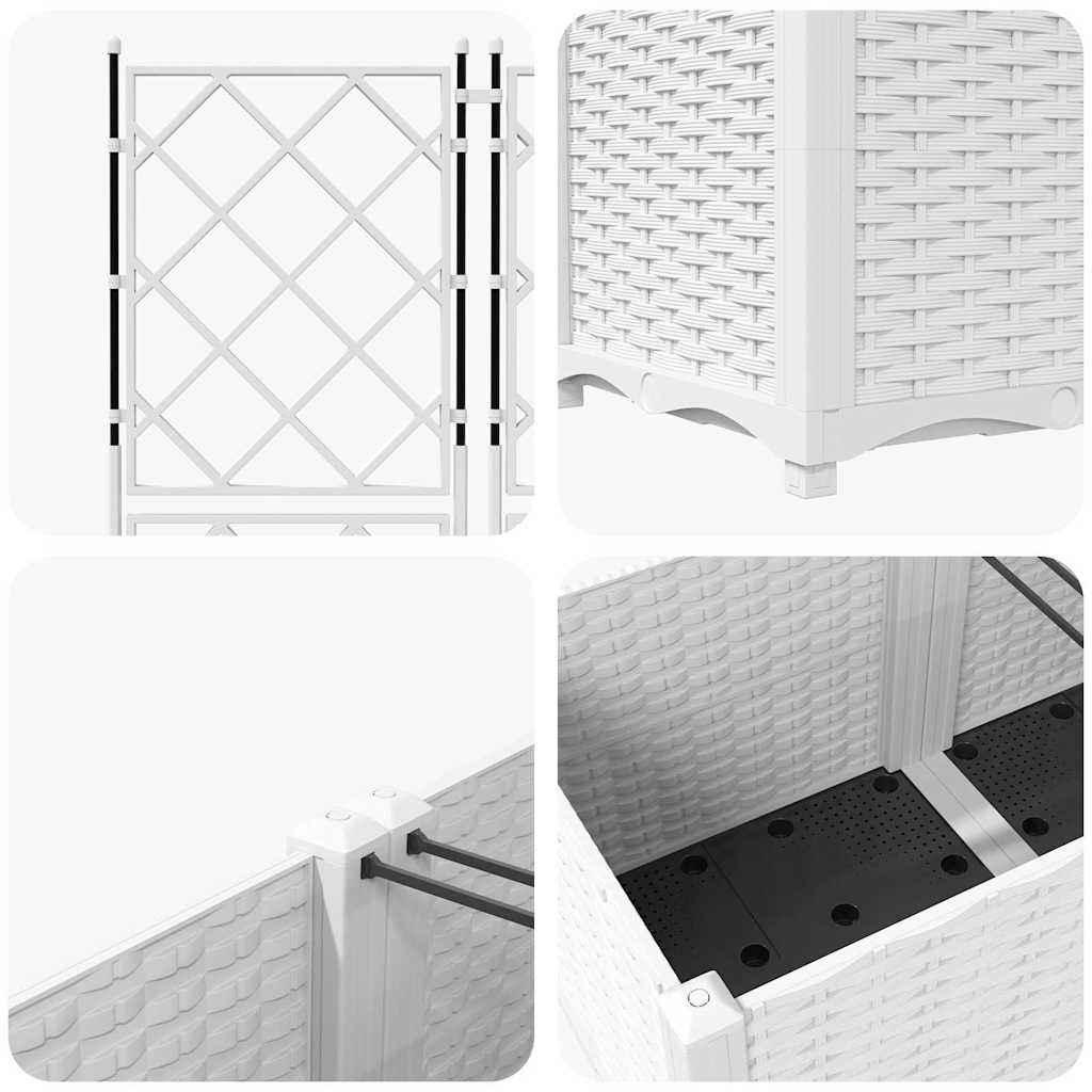 Vaso da giardino 3 pz Bianco 120 x 40 x 143 cm PP