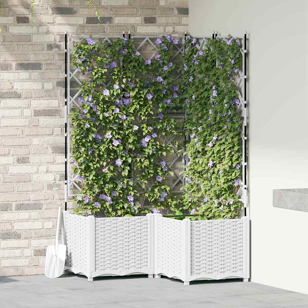 Vaso da giardino 3 pz Bianco 80 x 80 x 143 cm PP