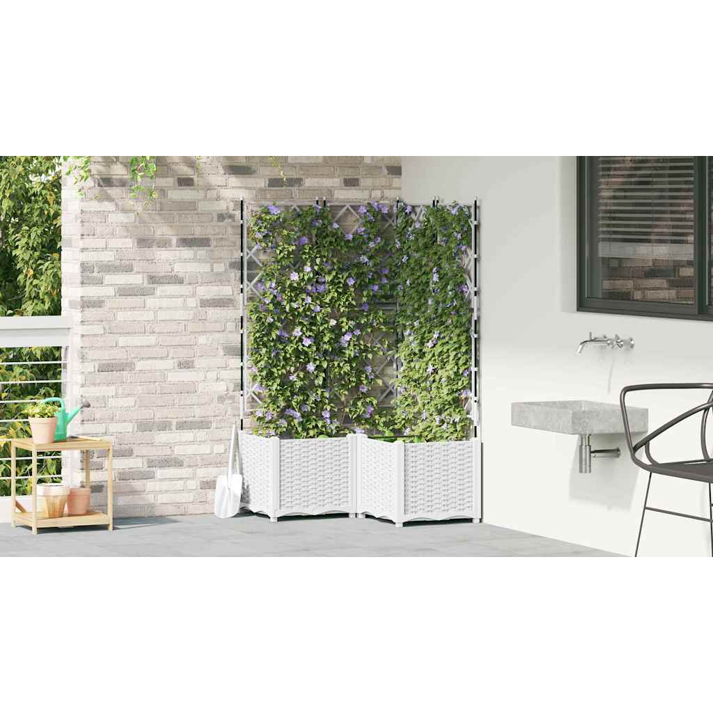 Vaso da giardino 3 pz Bianco 80 x 80 x 143 cm PP
