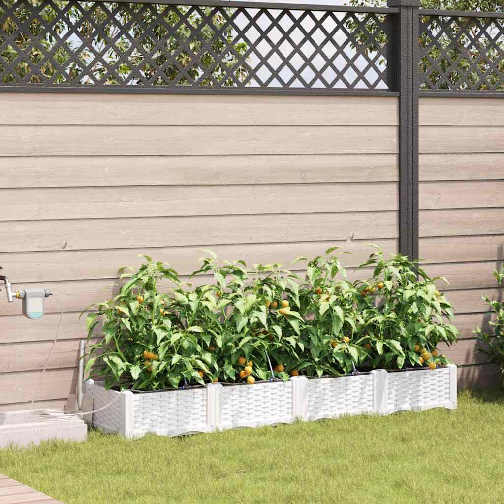 Vaso da giardino 4 pz Bianco 160 x 40 x 22 cm PP