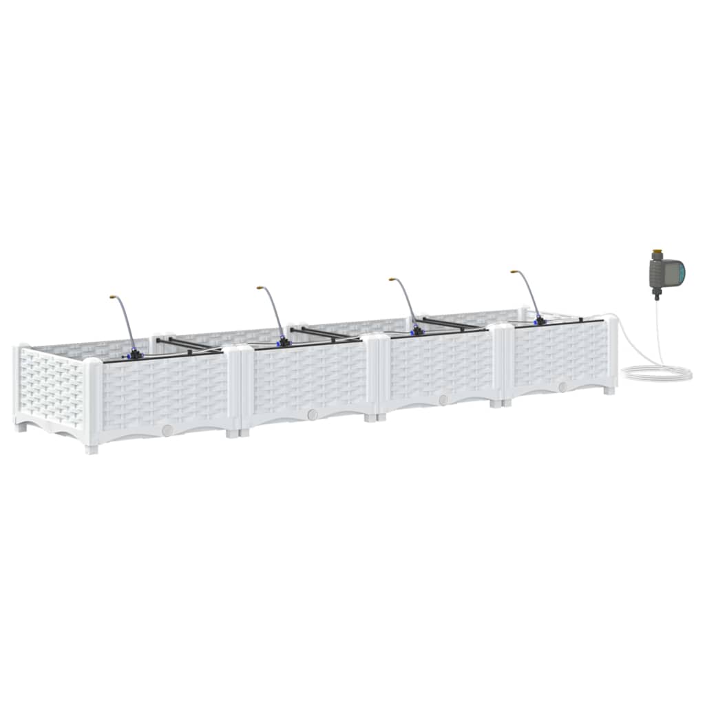Vaso da giardino 4 pz Bianco 160 x 40 x 22 cm PP
