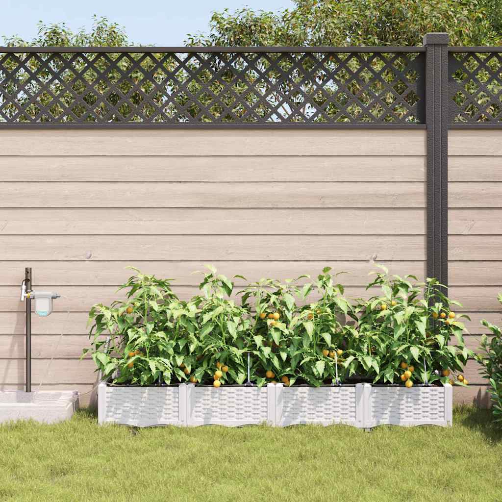 Vaso da giardino 4 pz Bianco 160 x 40 x 22 cm PP