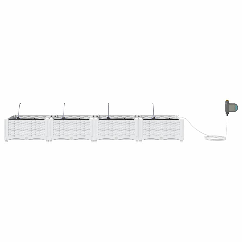 Vaso da giardino 4 pz Bianco 160 x 40 x 22 cm PP