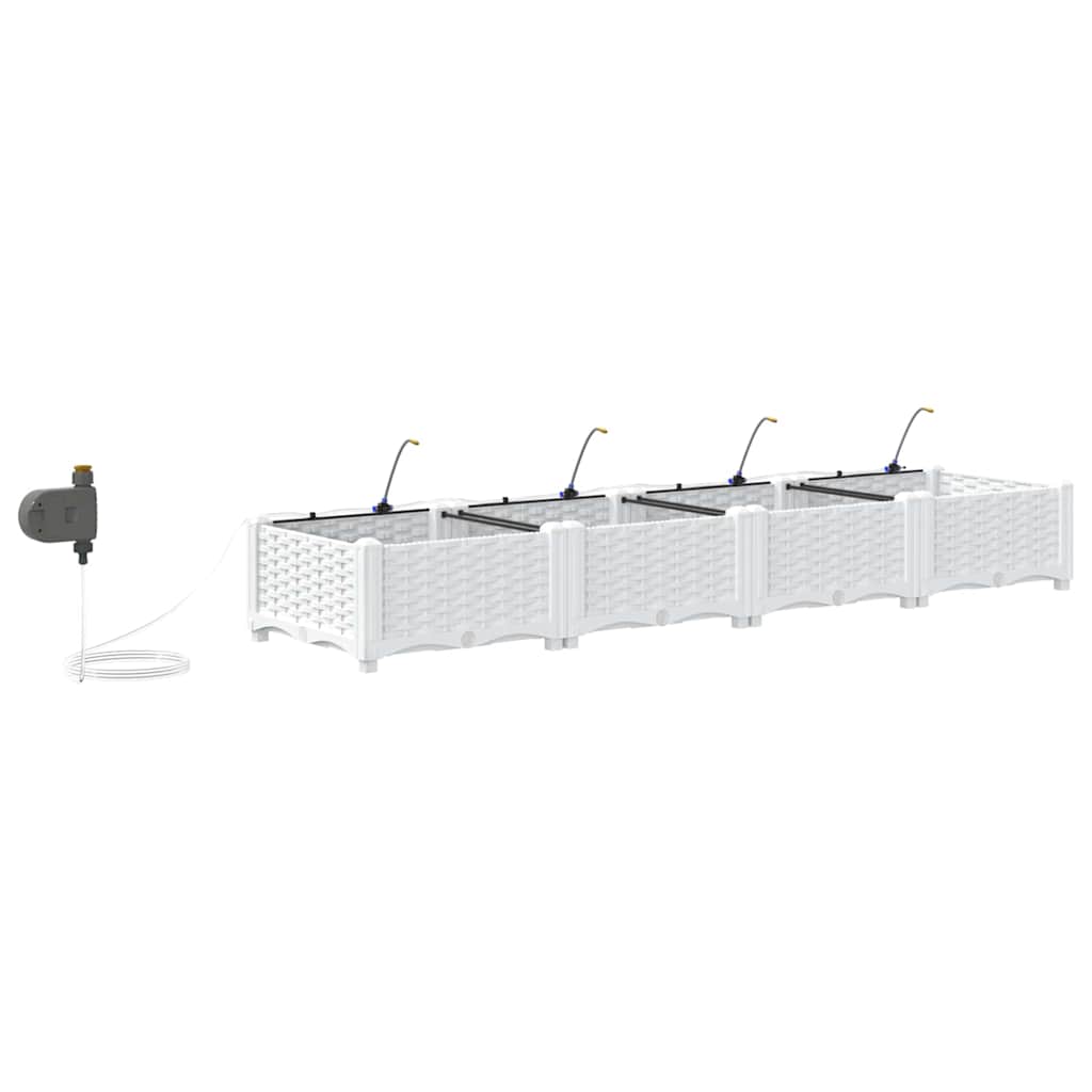 Vaso da giardino 4 pz Bianco 160 x 40 x 22 cm PP