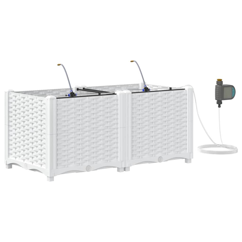 Vaso da giardino 2 pz Bianco 80 x 40 x 37,5 cm PP