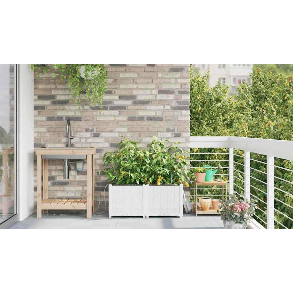 Vaso da giardino 2 pz Bianco 80 x 40 x 37,5 cm PP
