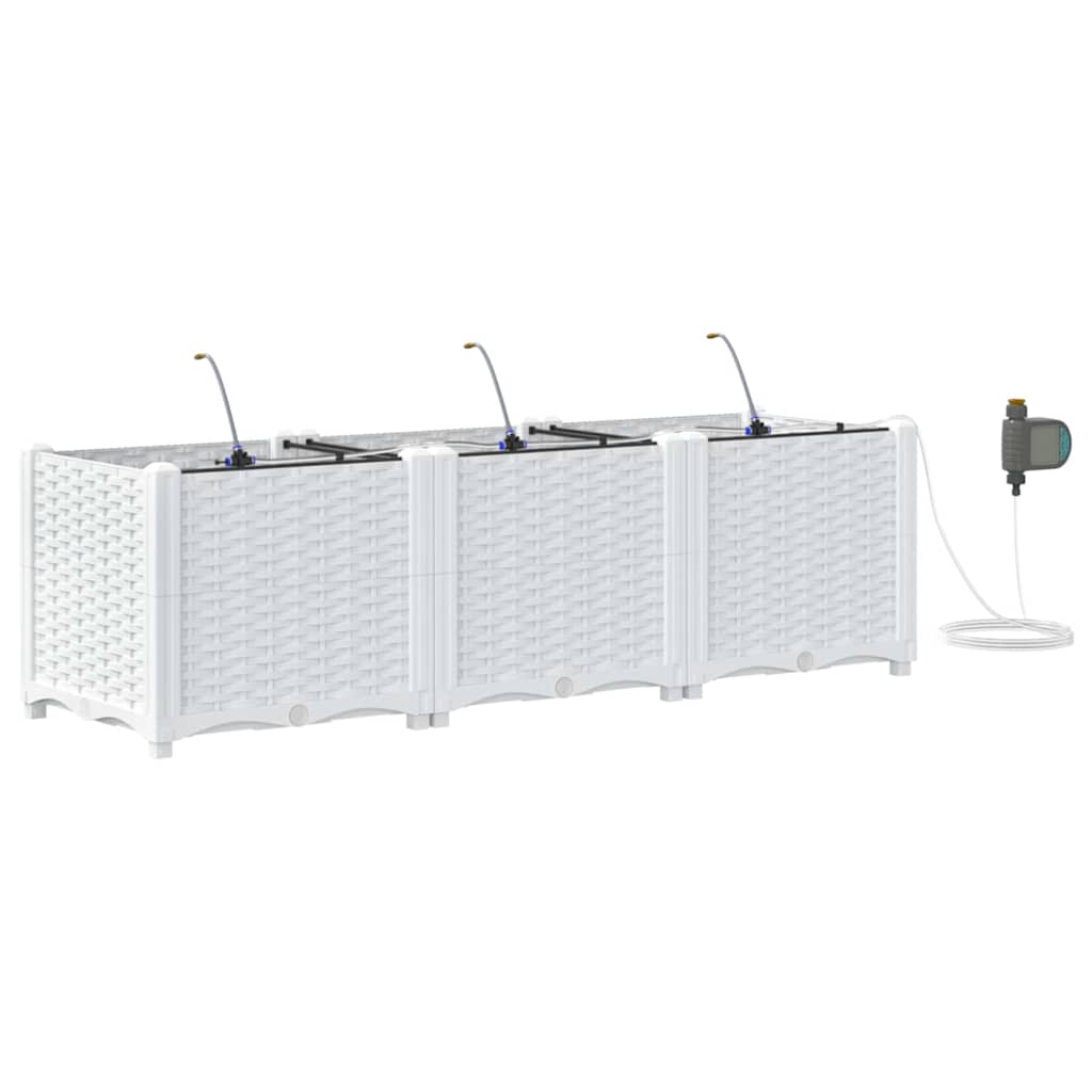 Vaso da giardino 3 pz Bianco 120 x 40 x 37,5 cm PP
