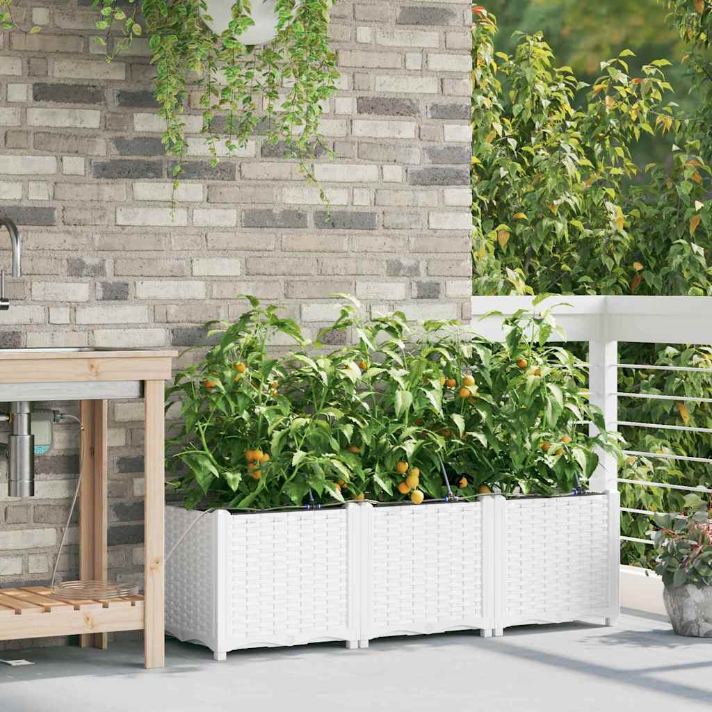 Vaso da giardino 3 pz Bianco 120 x 40 x 37,5 cm PP