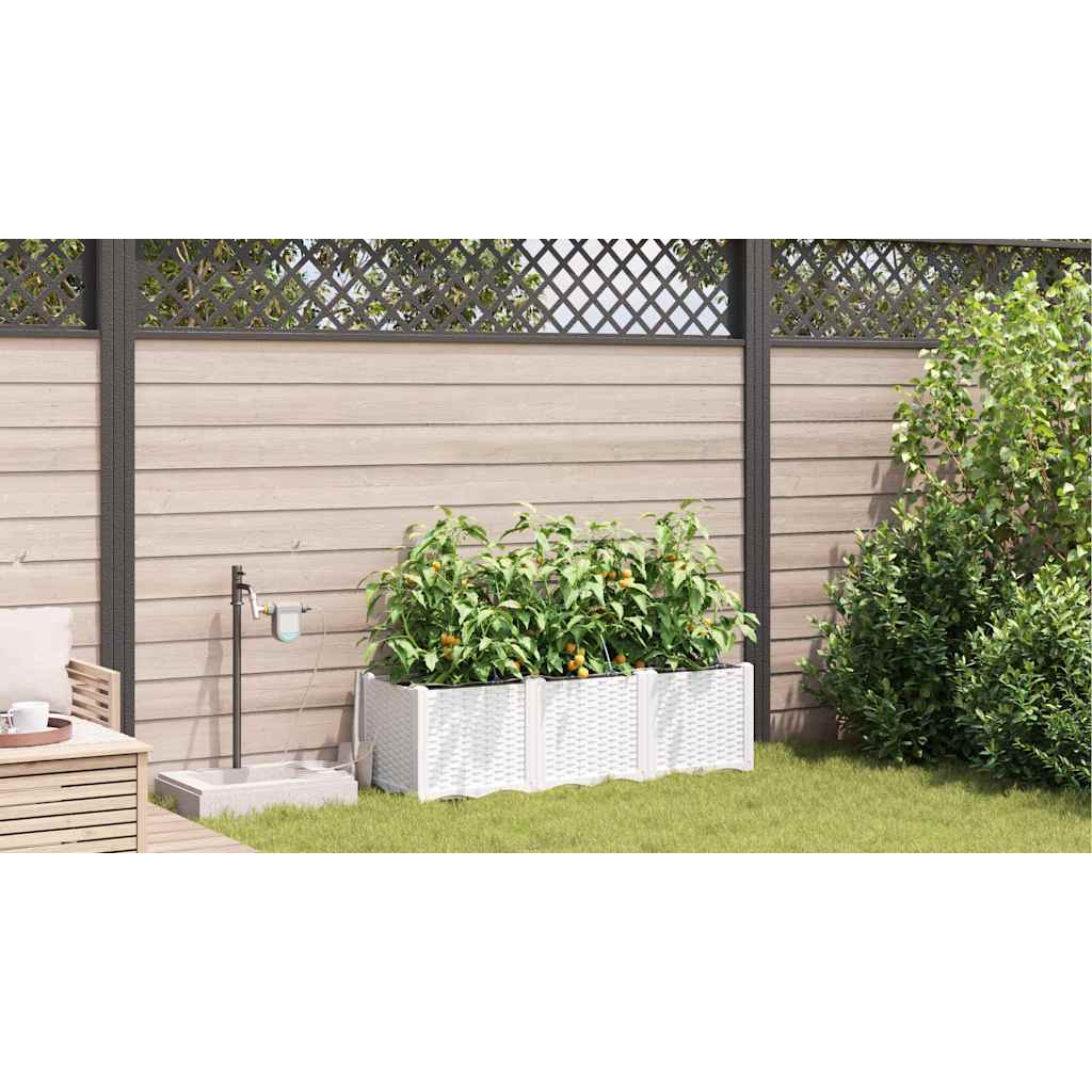 Vaso da giardino 3 pz Bianco 120 x 40 x 37,5 cm PP