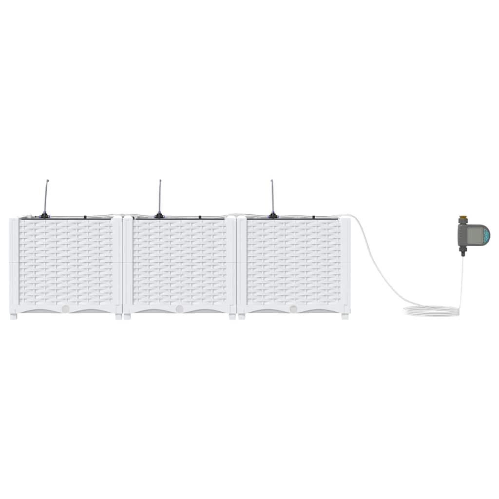 Vaso da giardino 3 pz Bianco 120 x 40 x 37,5 cm PP