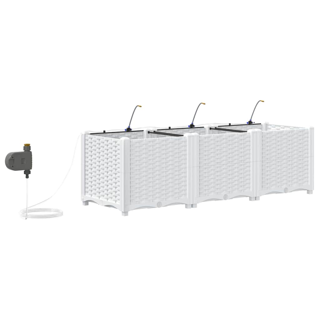 Vaso da giardino 3 pz Bianco 120 x 40 x 37,5 cm PP