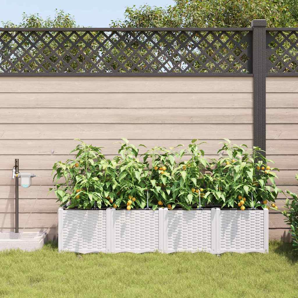 Vaso da giardino 4 pz Bianco 160 x 40 x 37,5 cm PP