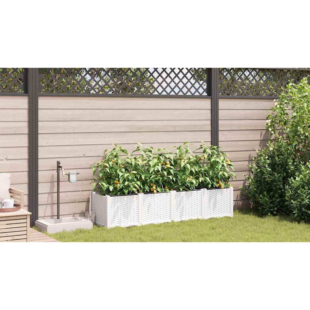 Vaso da giardino 4 pz Bianco 160 x 40 x 37,5 cm PP