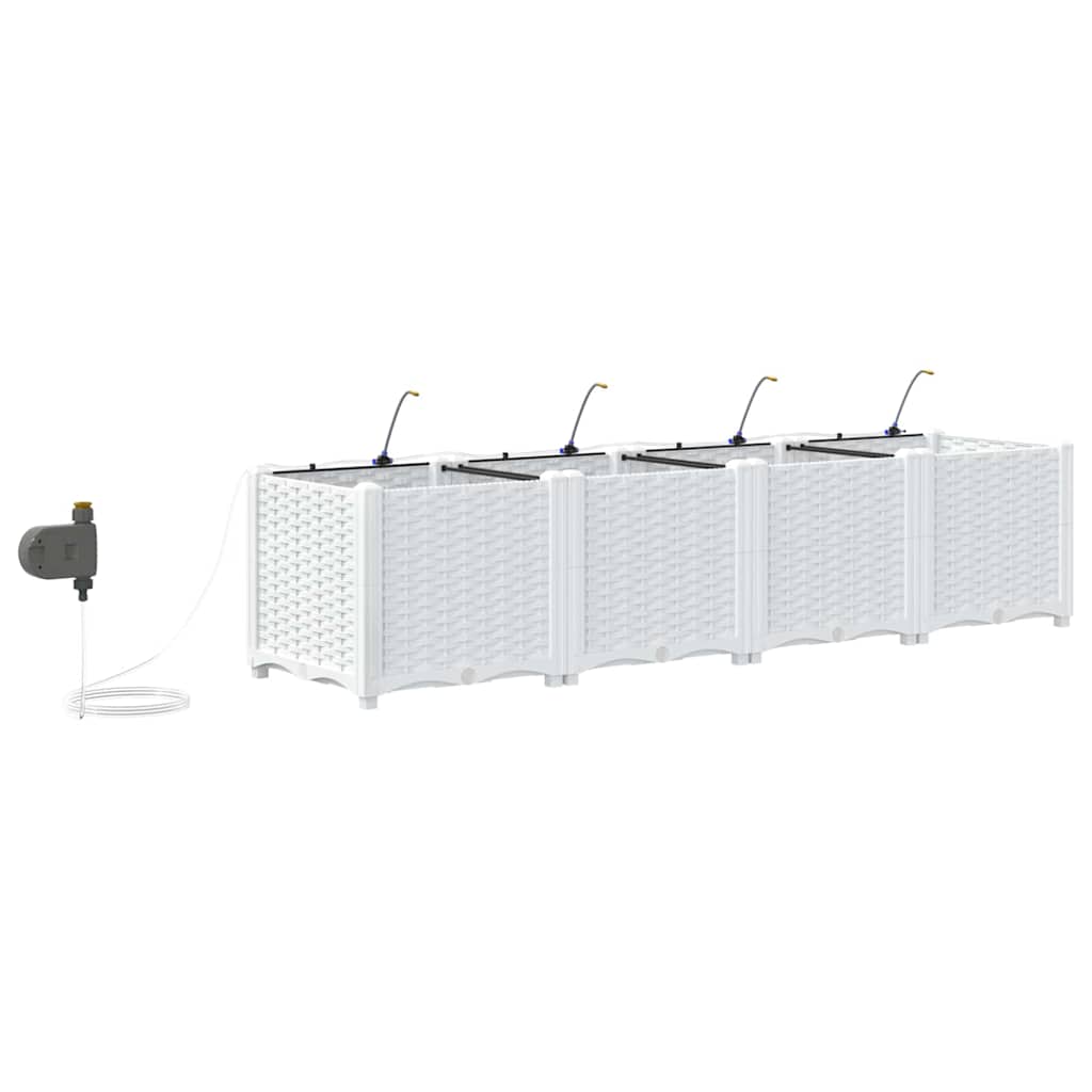 Vaso da giardino 4 pz Bianco 160 x 40 x 37,5 cm PP