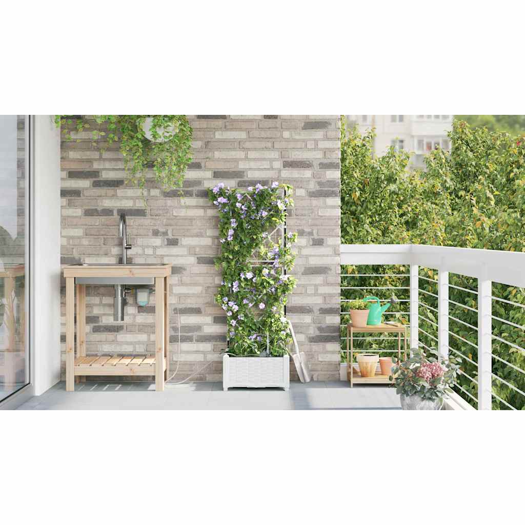 Vaso da giardino Bianco 40 x 40 x 126 cm PP